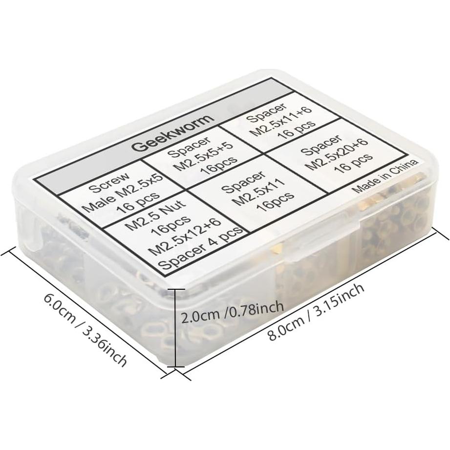 Geekworm Kit 100 Pcs Espaciadores M2.5 para Raspberry Pi