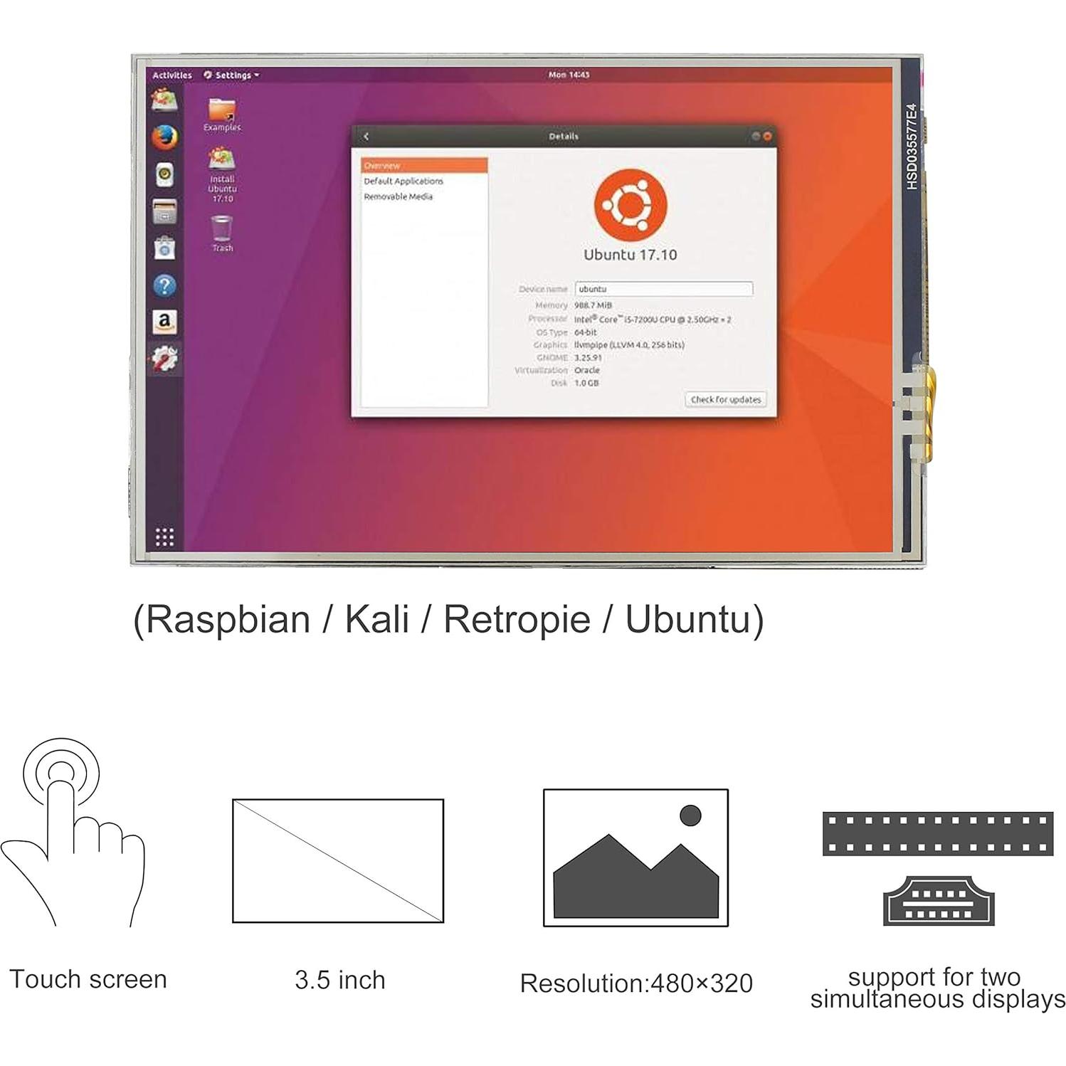 Pantalla Táctil 3.5" JUN-ELECTRON para Raspberry Pi 3 B+