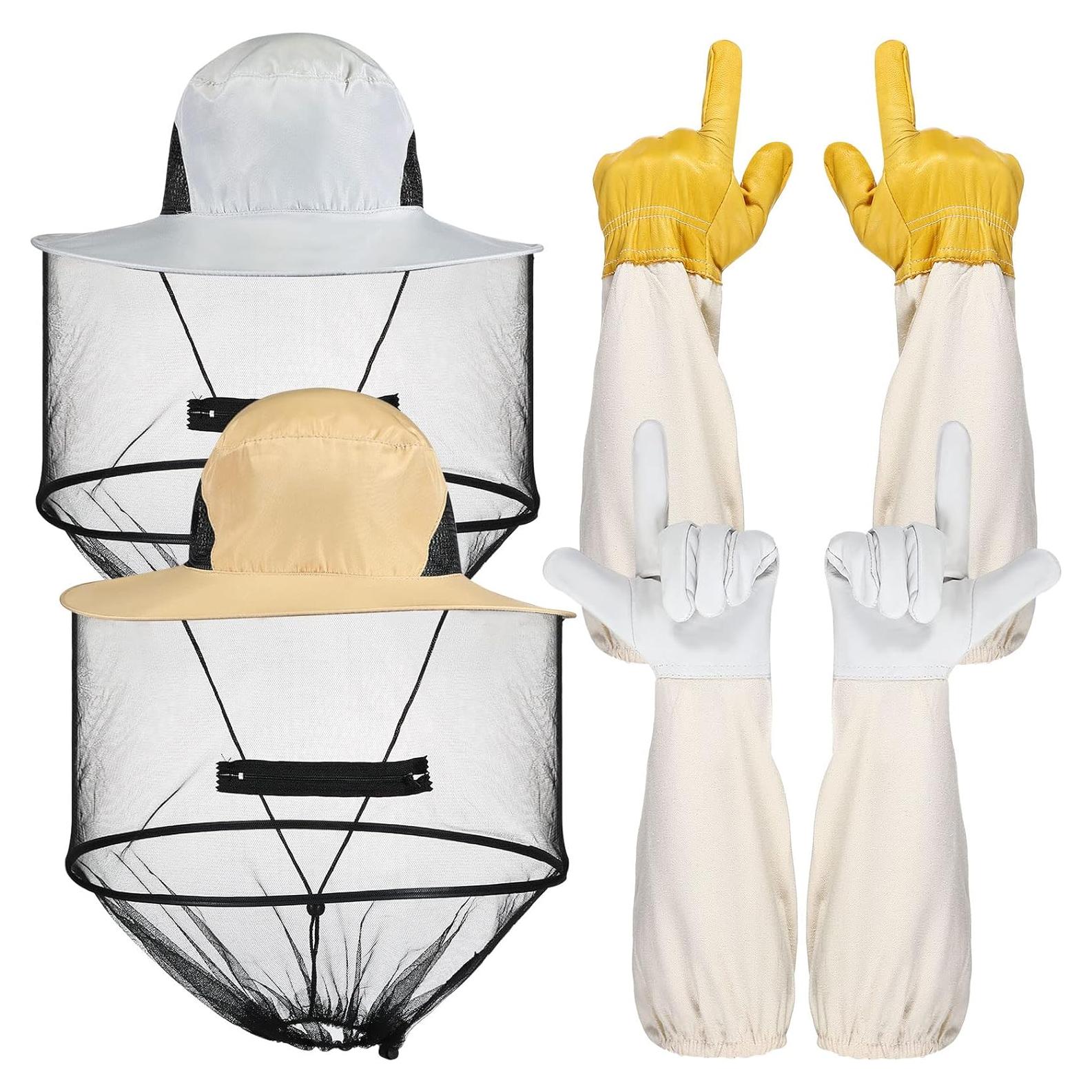 Conjunto Apicultura Newcotte 2 Guantes Cuero y 2 Sombreros