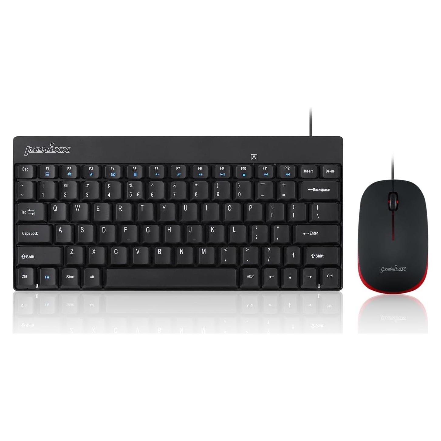 Teclado y Ratón Mini Cableado Perixx PERIDUO-212 USB Negro
