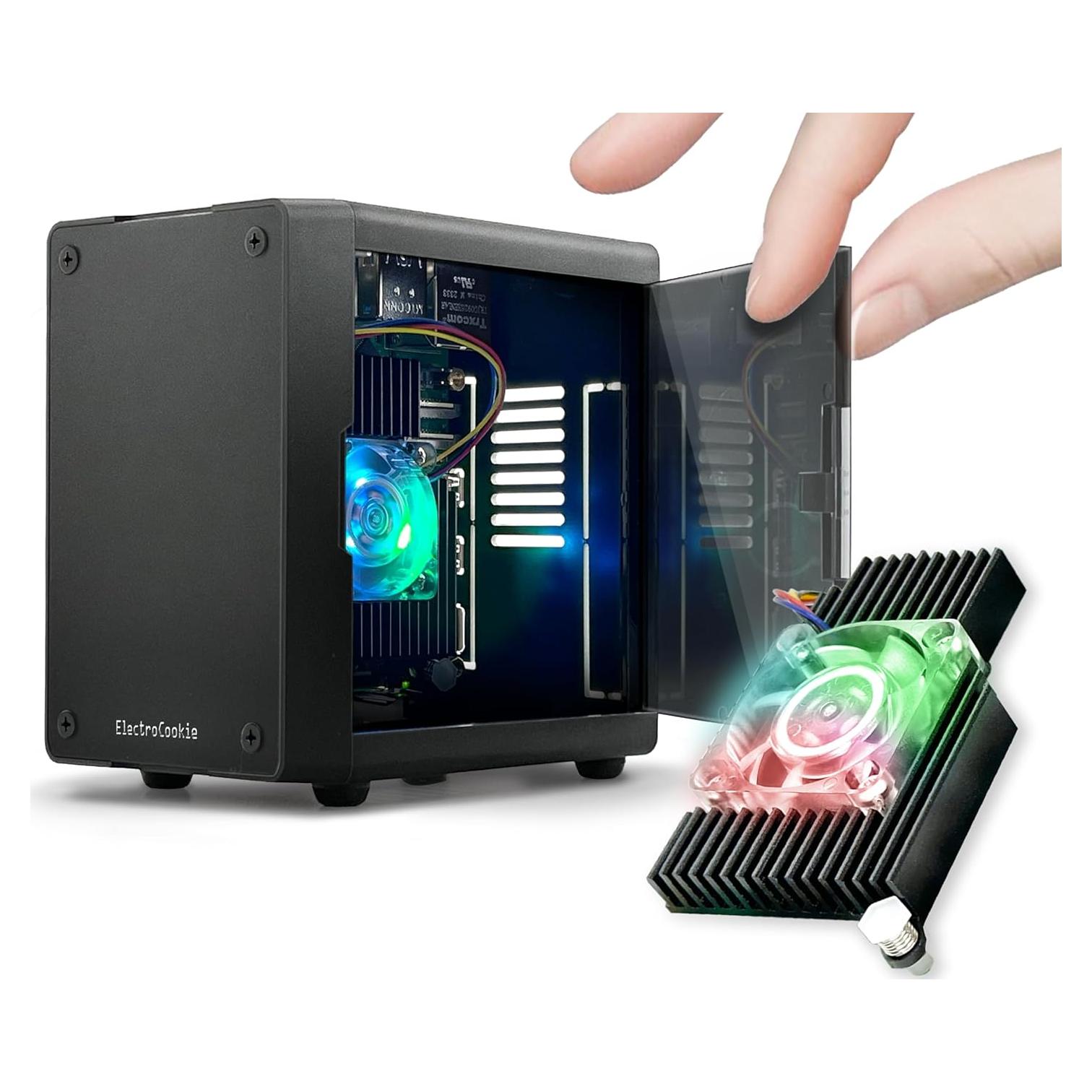 Caja Mini PC ElectroCookie para Raspberry Pi 5 con Enfriador RGB