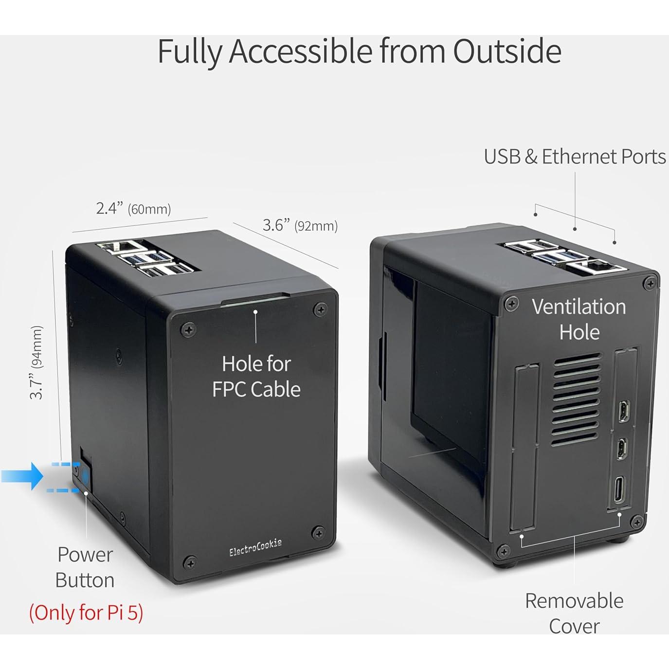 Caja Mini PC ElectroCookie para Raspberry Pi 5 con Enfriador RGB