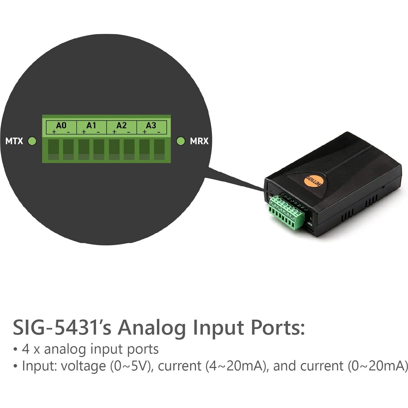 Gateway IoT Sollae SIG-5431 4 Entradas Analógicas 0-5V