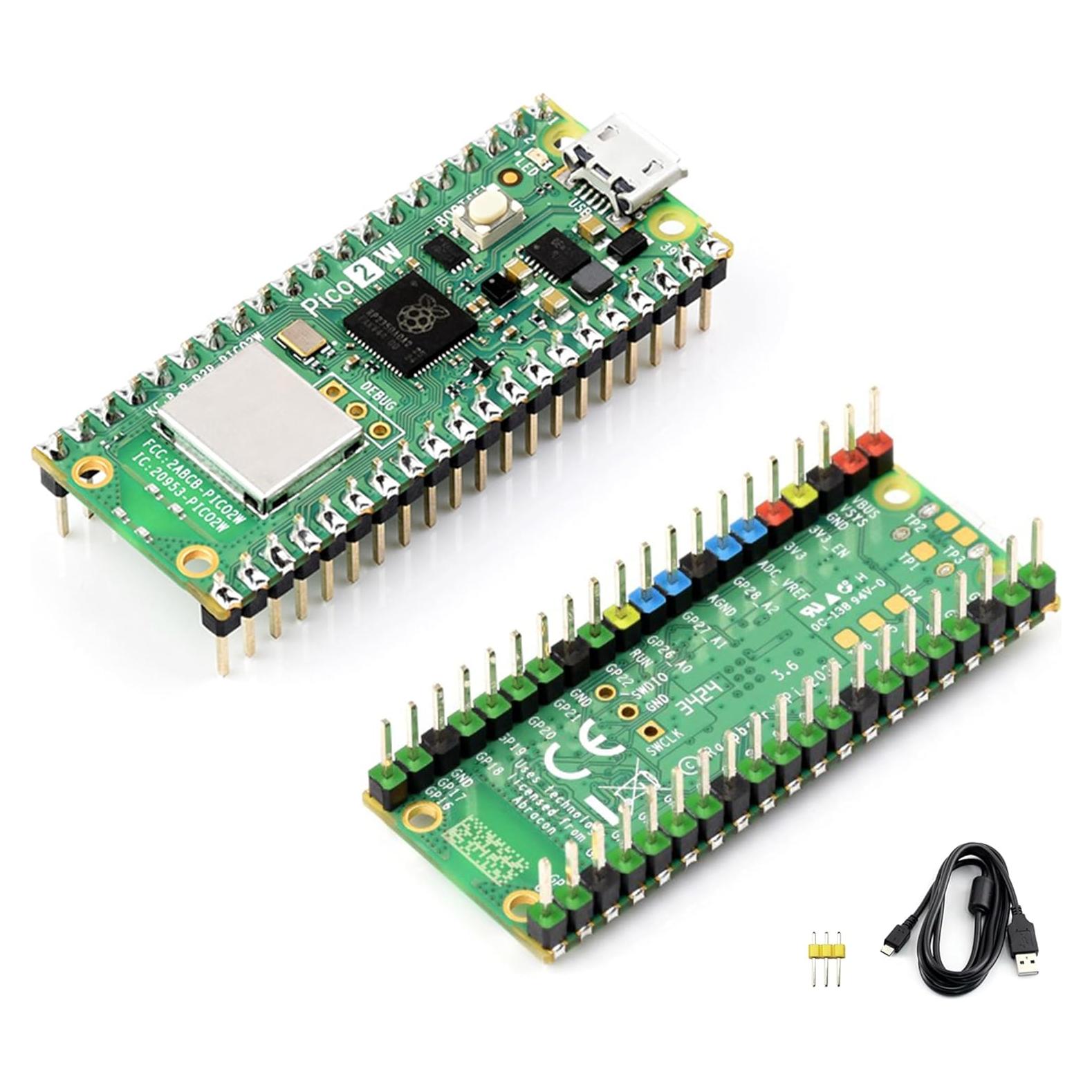 Placa Raspberry Pi Pico 2 W con encabezado pre-soldado