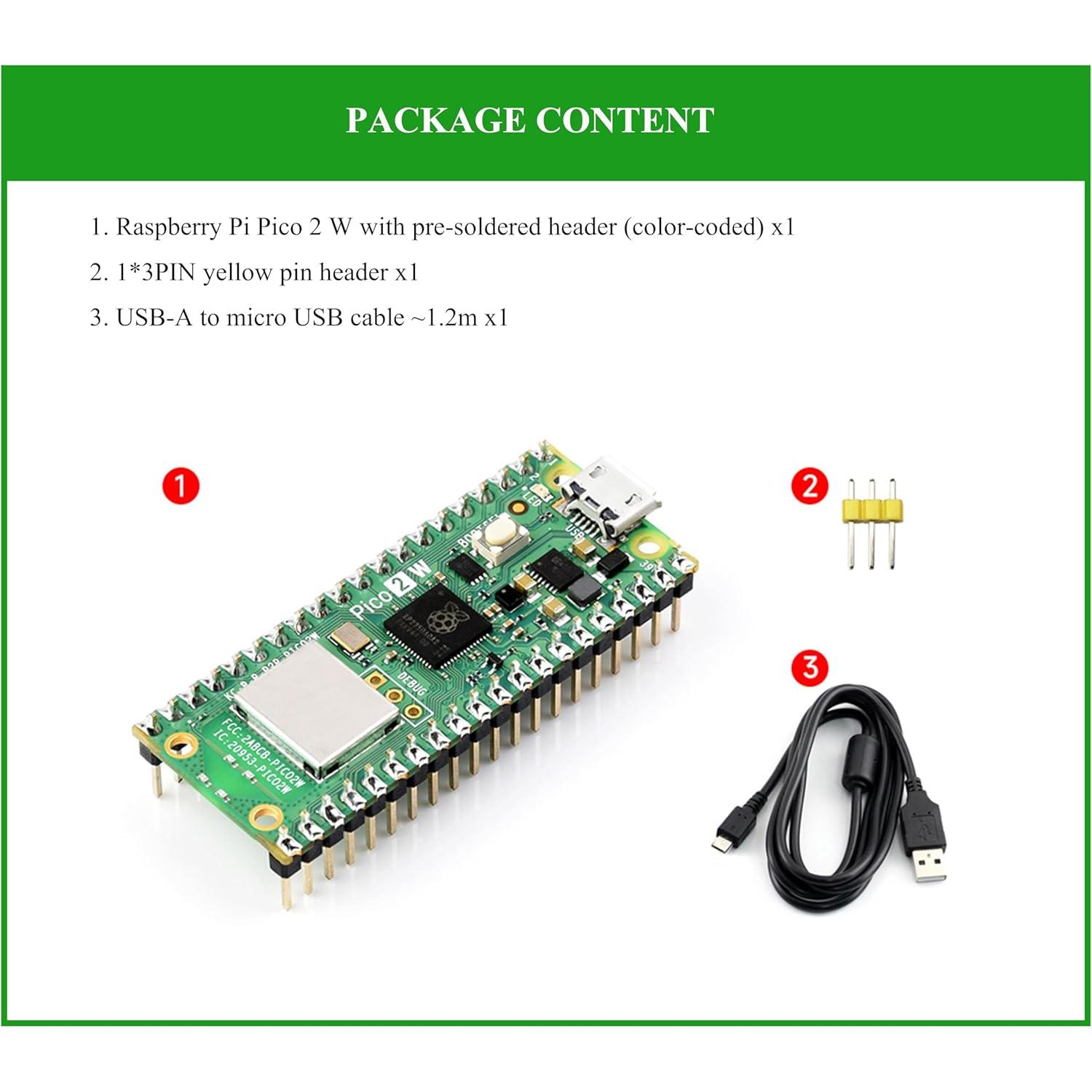 Placa Raspberry Pi Pico 2 W con encabezado pre-soldado