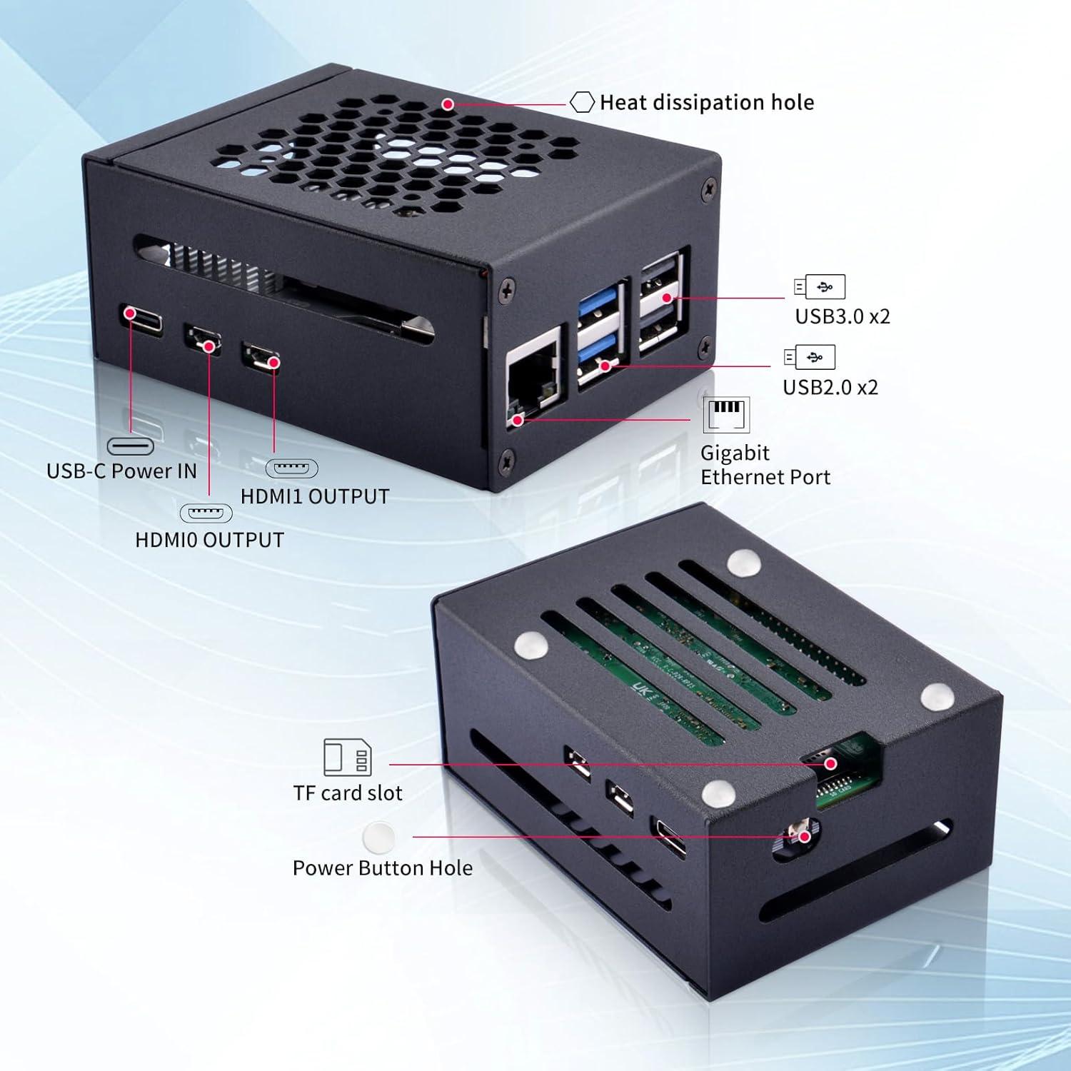 Caja de Metal GeeekPi para Raspberry Pi 5 con Enfriador Activo