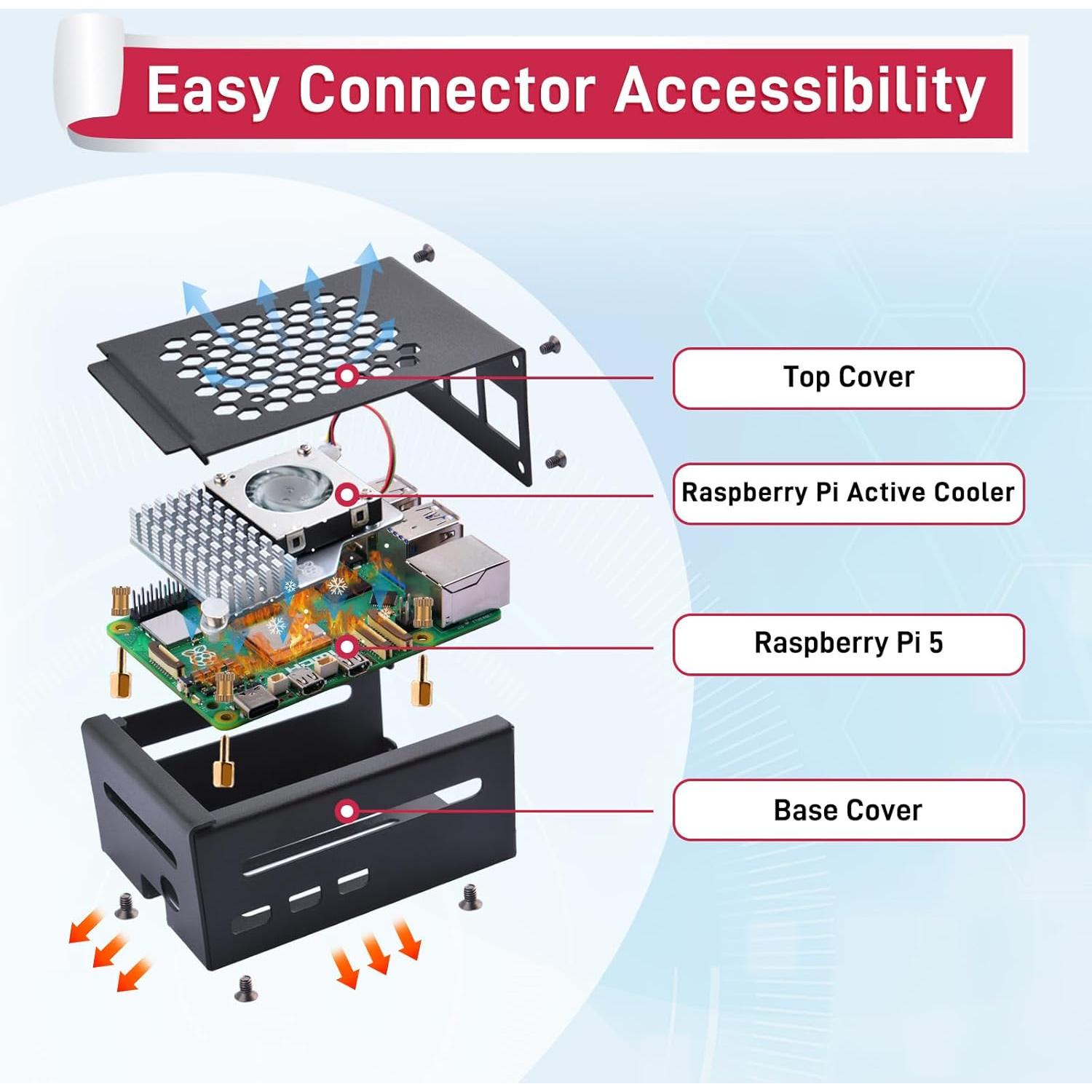 Caja de Metal GeeekPi para Raspberry Pi 5 con Enfriador Activo