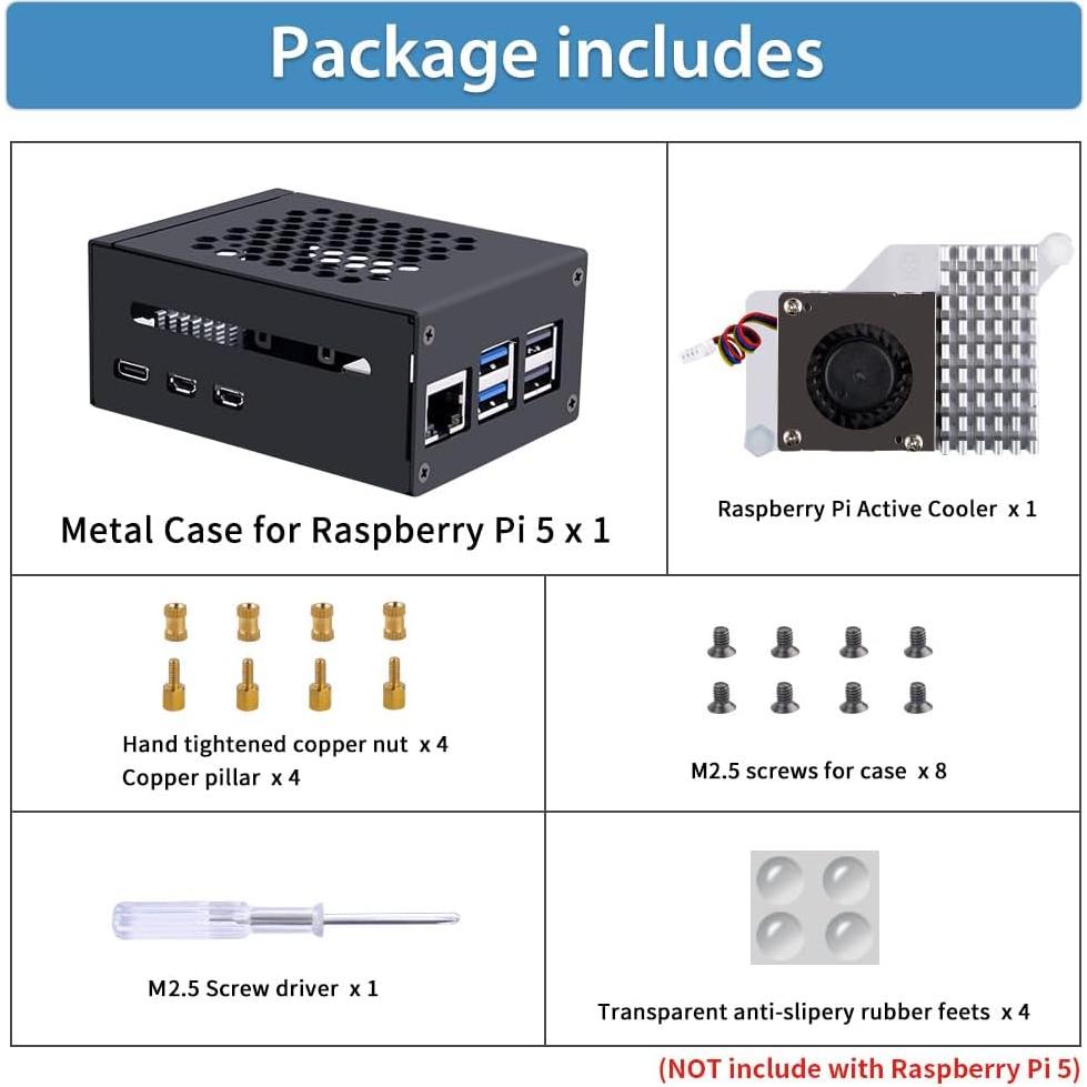 Caja de Metal GeeekPi para Raspberry Pi 5 con Enfriador Activo