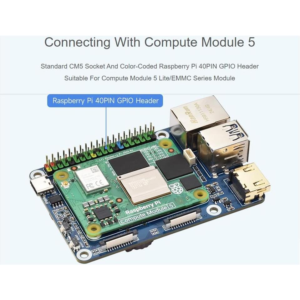 Mini Base Board Waveshare para Raspberry Pi CM5 - Compacta
