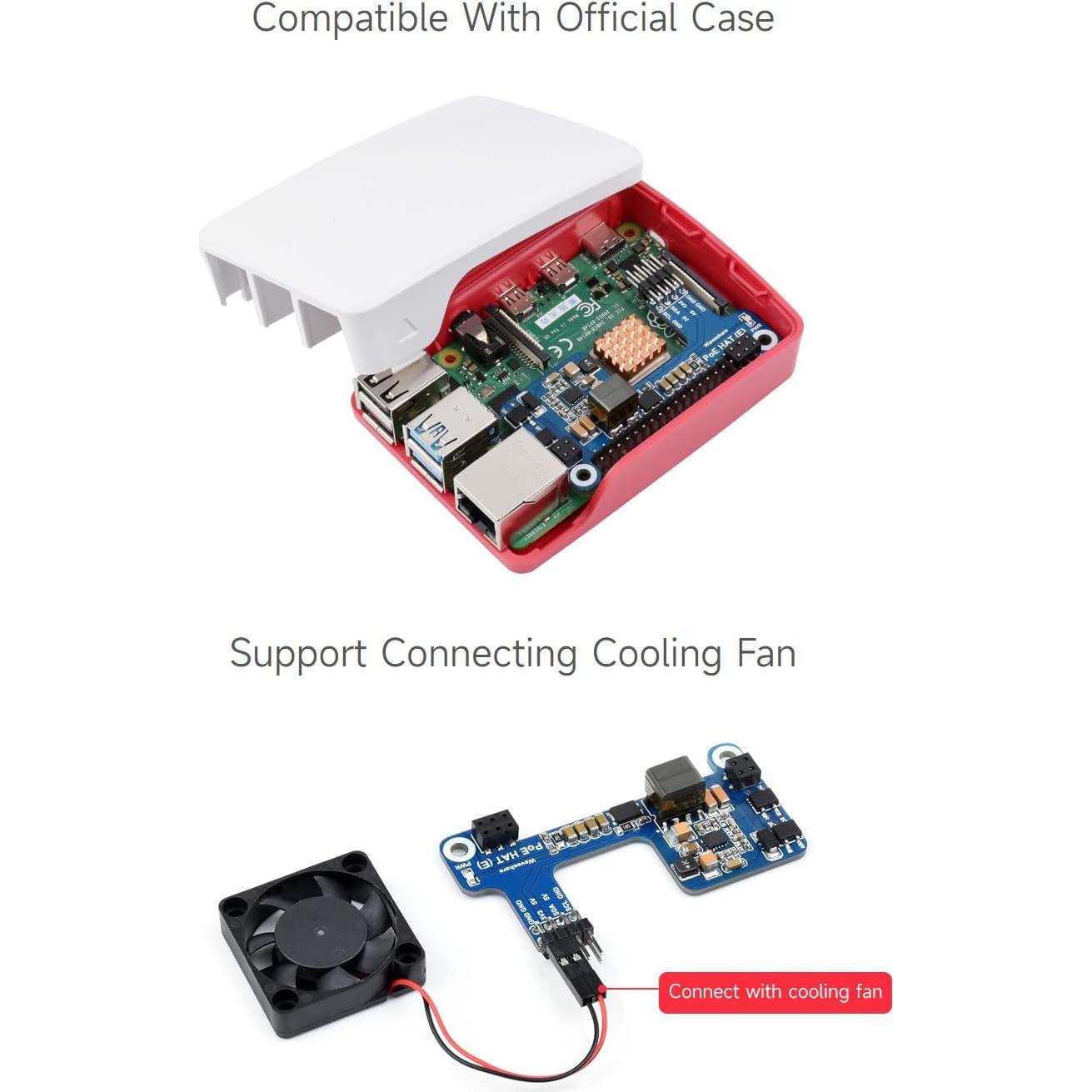 Waveshare PoE HAT (E) para Raspberry Pi 3B+/4B 802.3af
