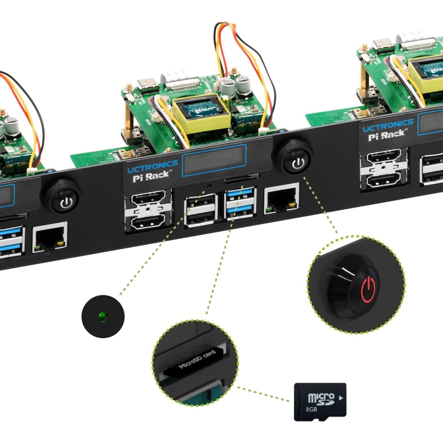 Estante Rack 1U UCTRONICS PoE HAT para Raspberry Pi 4
