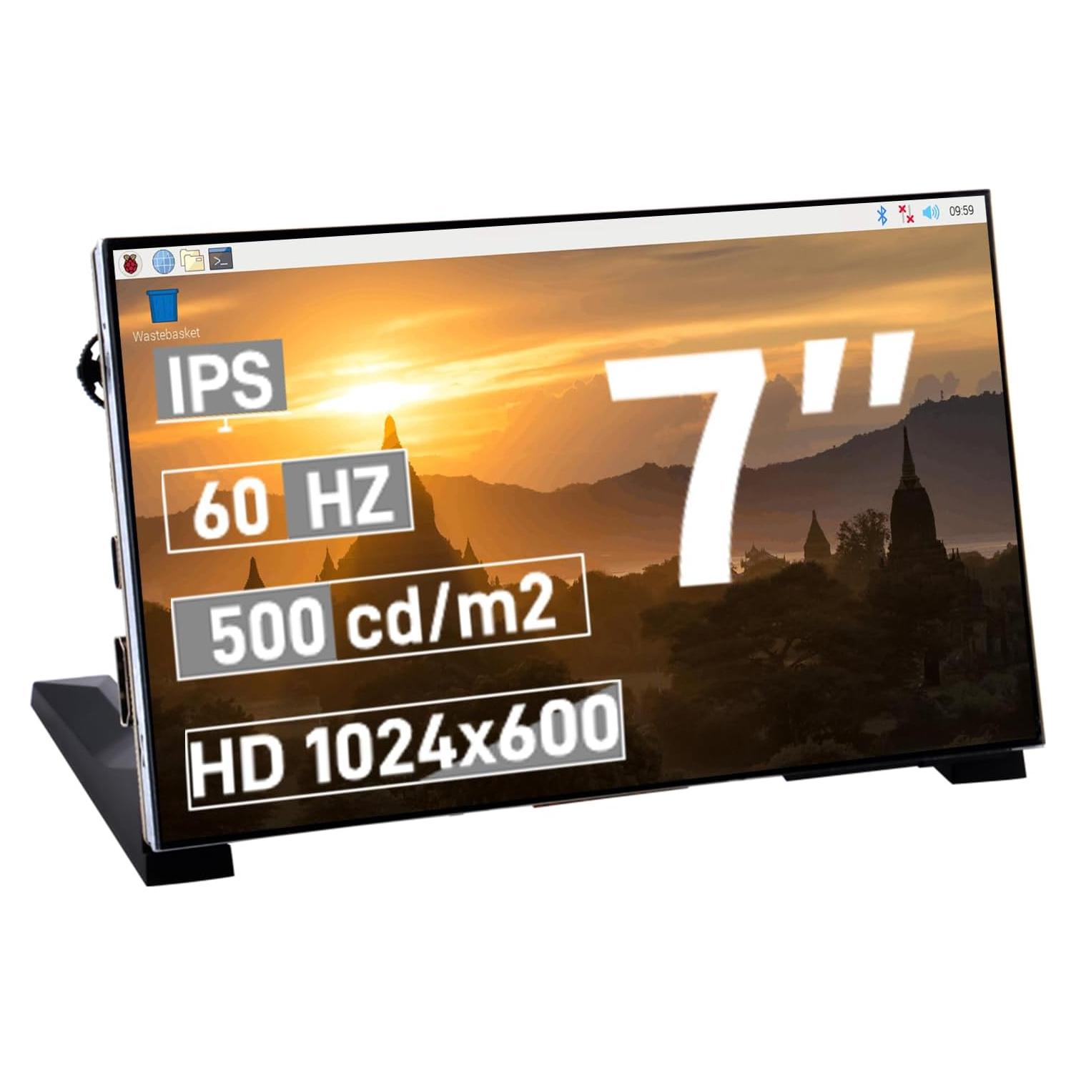 Pantalla LCD 7" GeeekPi 1024x600 HDMI para Raspberry Pi