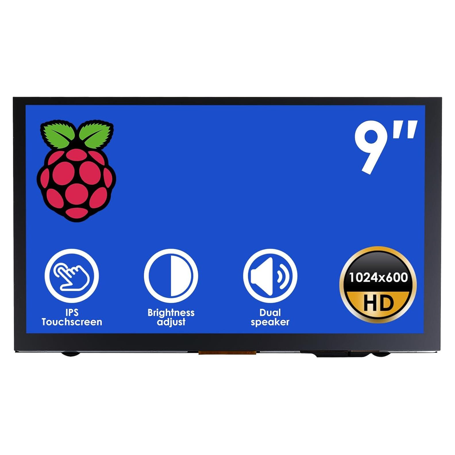 Monitor Táctil 9" HMTECH HDMI 1024x600 para Raspberry Pi