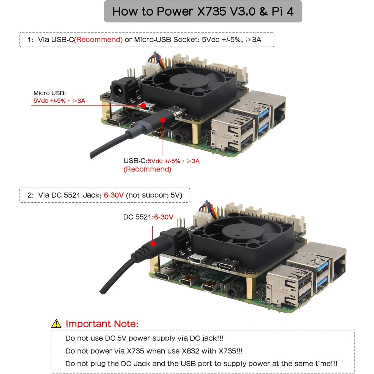 Geekworm X735 V3.0 Placa de Expansión para Raspberry Pi 5/4B/3B+