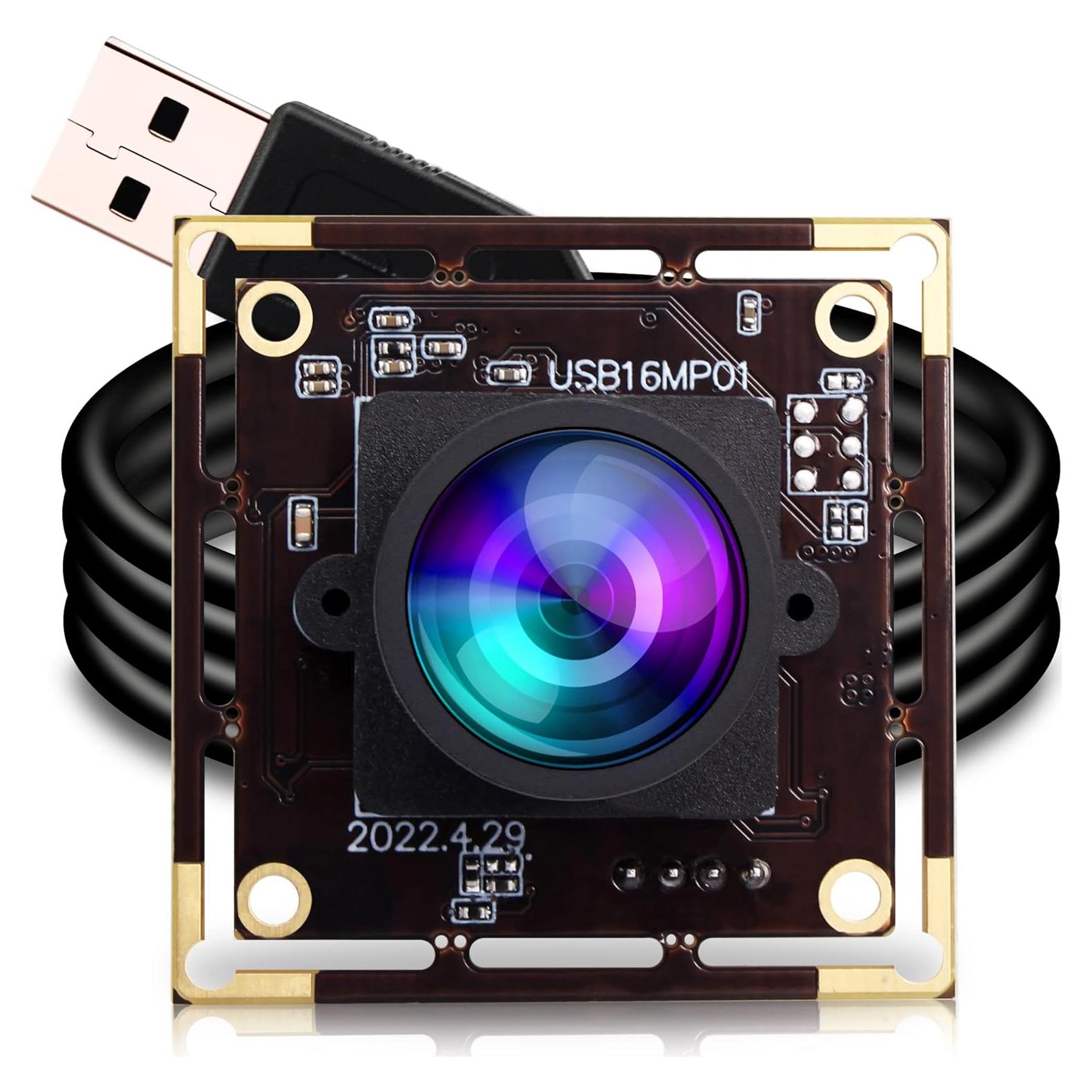 Cámara USB ELP 16MP con Lente de 118 Grados Sin Distorsión