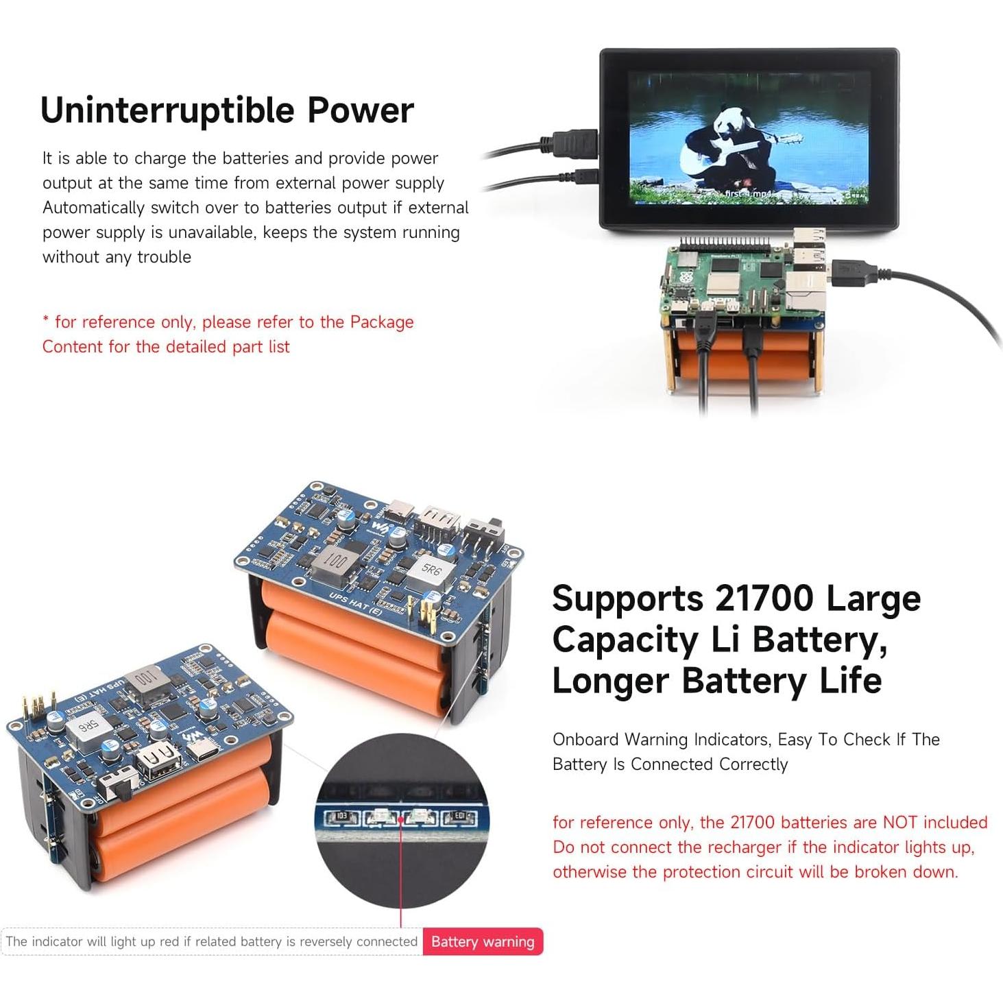 UPS HAT (E) Waveshare para Raspberry Pi 5/4B/3B+, 5V 6A