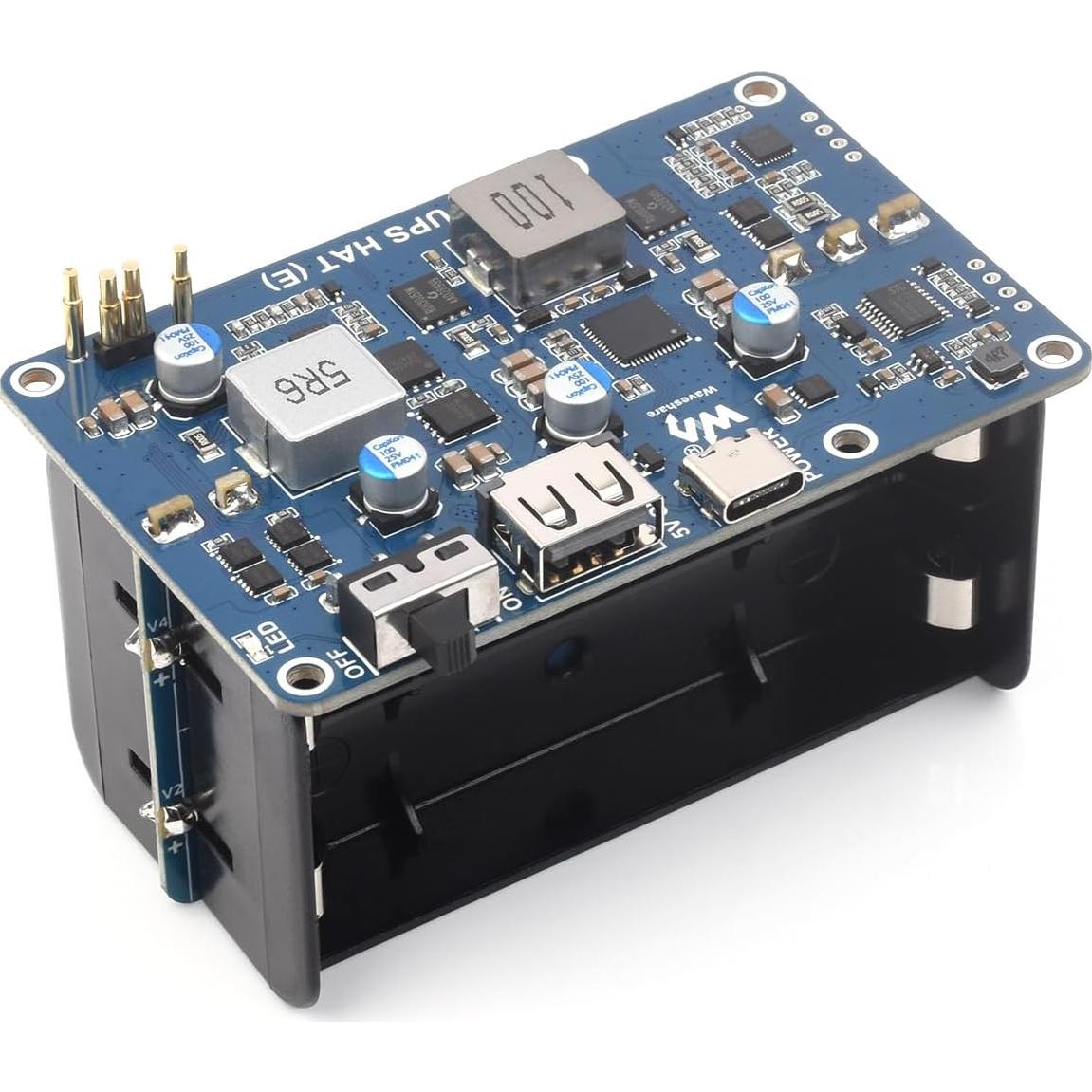 UPS HAT (E) Waveshare para Raspberry Pi 5/4B/3B+, 5V 6A
