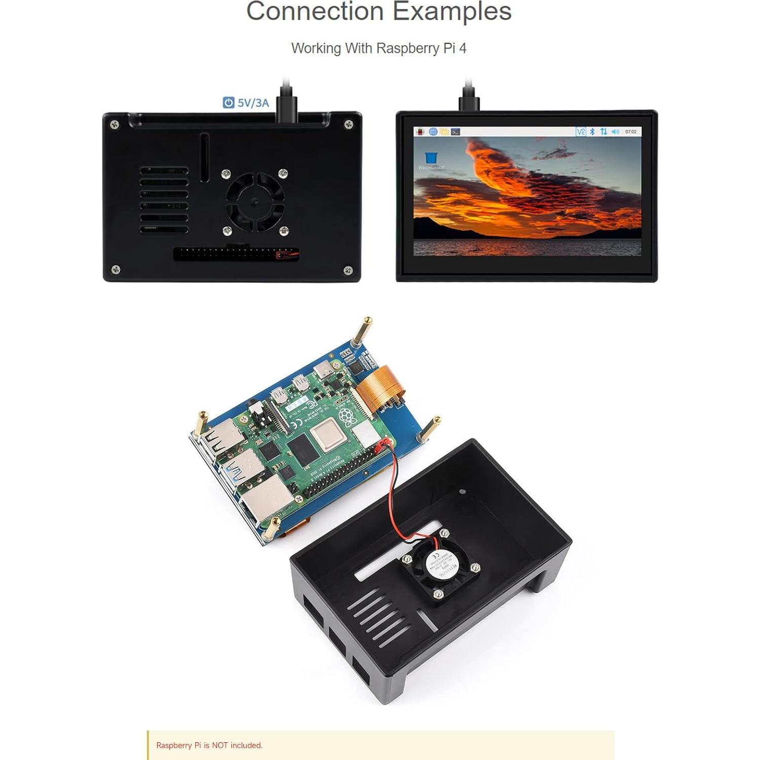 Pantalla Táctil 4.3" Waveshare para Raspberry Pi 4B IPS 800x480