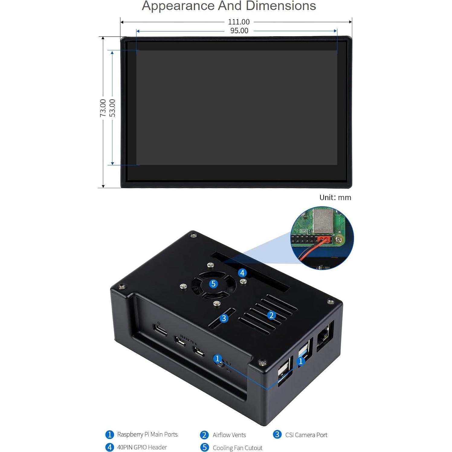 Pantalla Táctil 4.3" Waveshare para Raspberry Pi 4B IPS 800x480