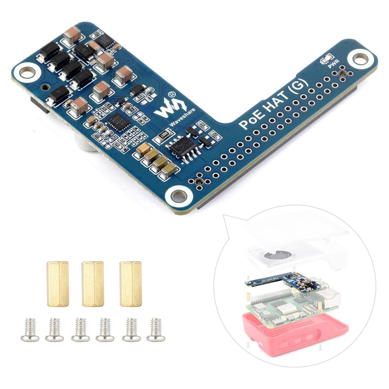 Waveshare PoE HAT G para Raspberry Pi 5, 5V 5A, 802.3af/at