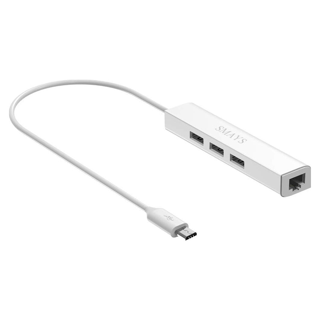 Adaptador Ethernet OTG Micro USB Smays con HUB Alimentado