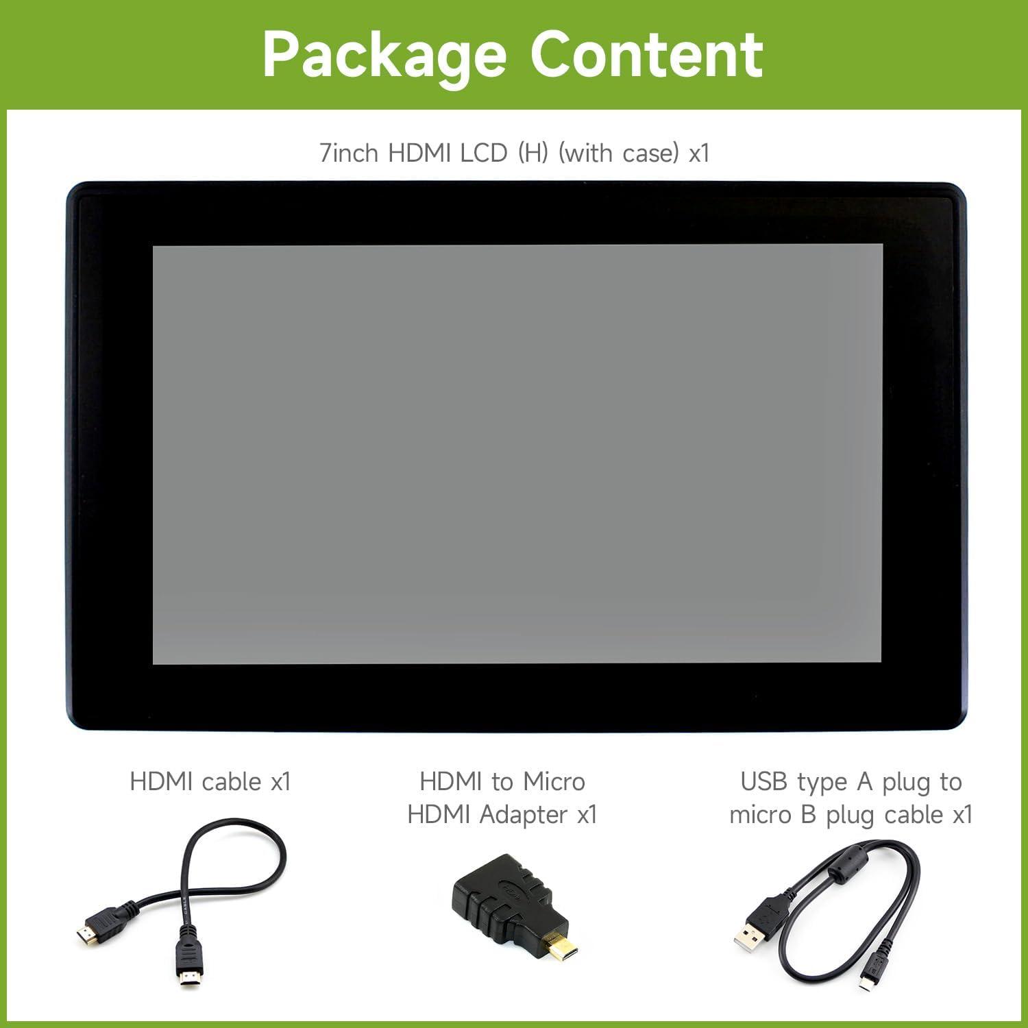 Pantalla Táctil LCD 7" Waveshare 1024x600 HDMI Compatible Raspberry Pi