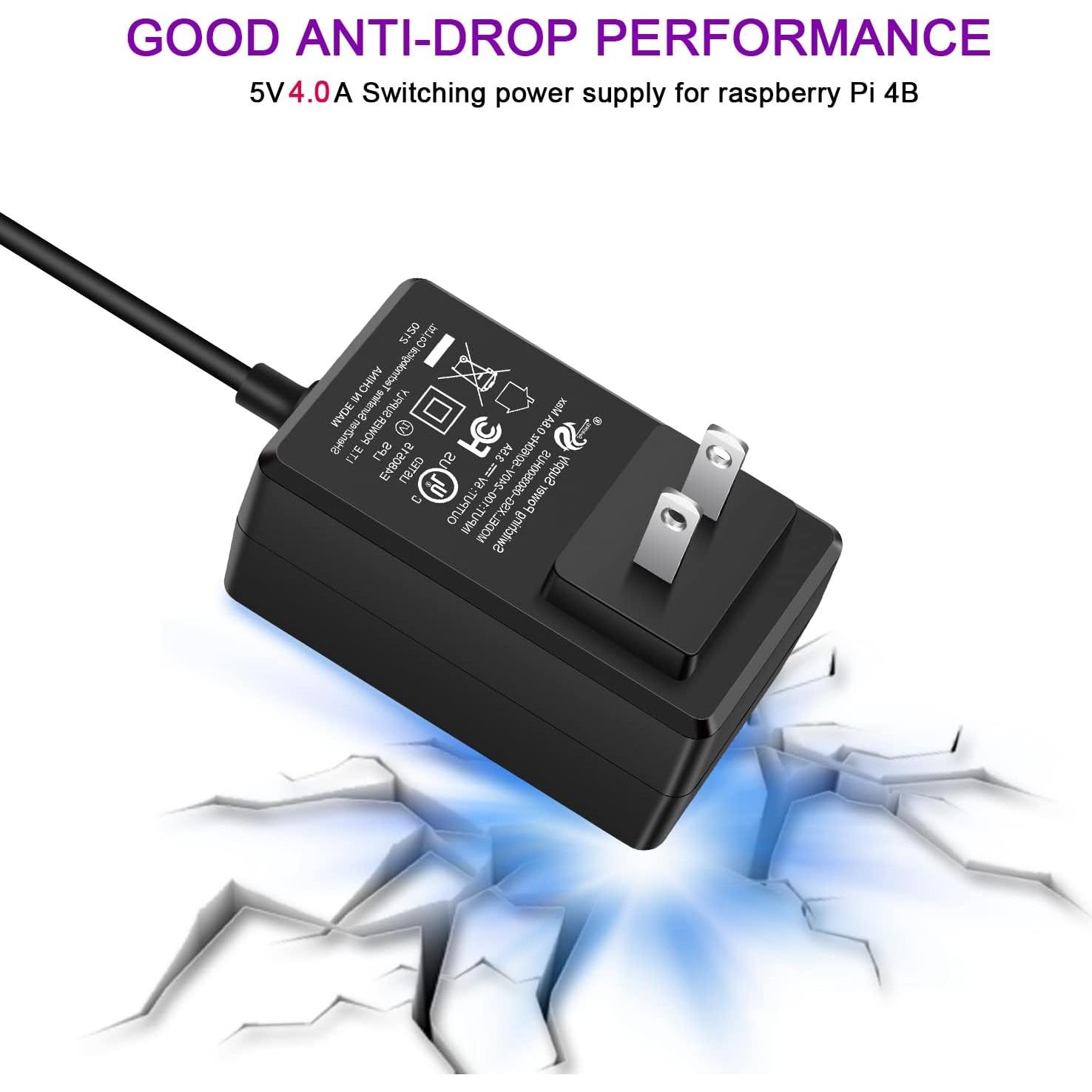 20W 5V 4.0A Power Supply for Raspberry Pi 4/ Orange Pi 5&5B, UL Listed Type C Power Supply with ON/Off Switch for Raspberry Pi 4 Model B 8GB/4GB/2GB/1GB[UL Listed]