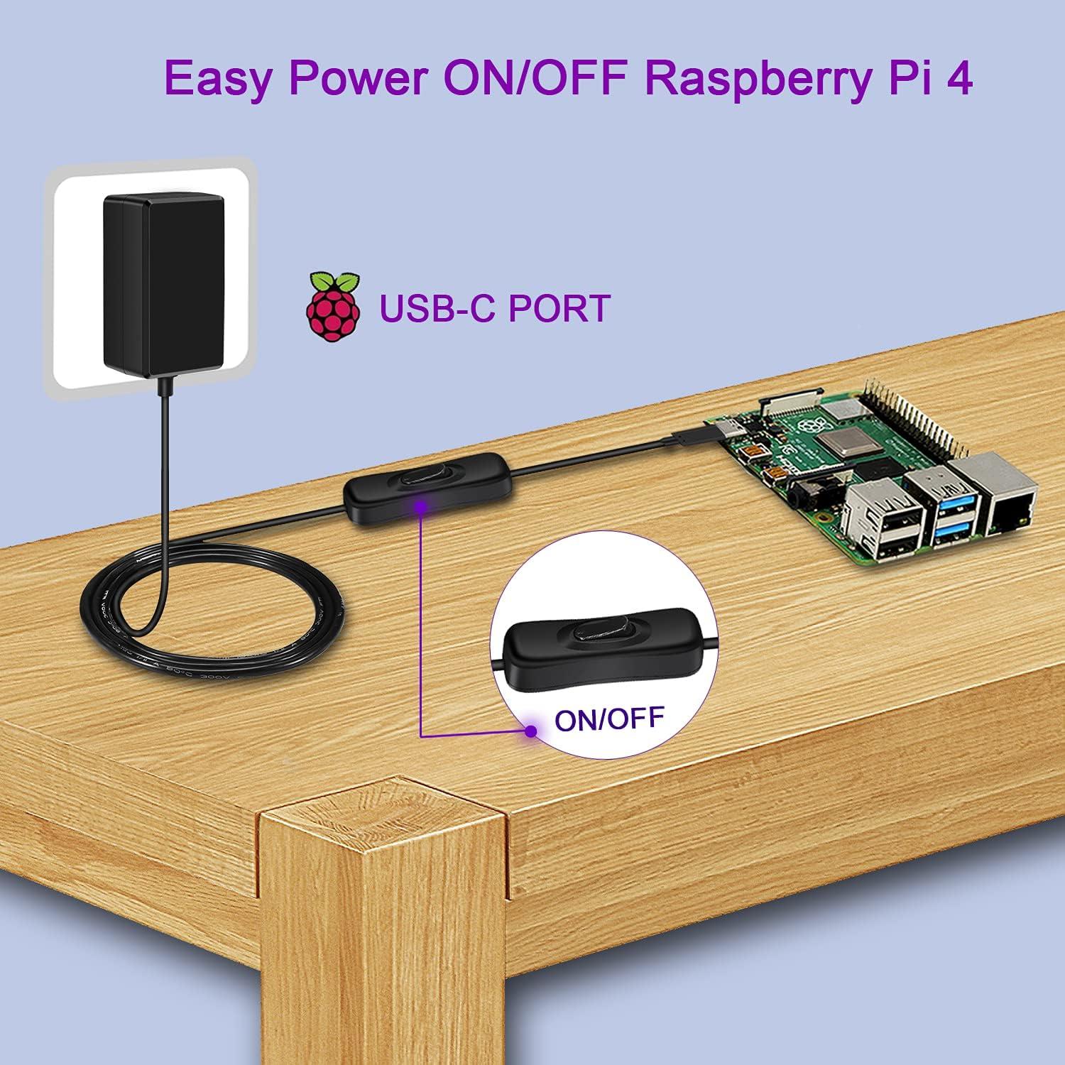 20W 5V 4.0A Power Supply for Raspberry Pi 4/ Orange Pi 5&5B, UL Listed Type C Power Supply with ON/Off Switch for Raspberry Pi 4 Model B 8GB/4GB/2GB/1GB[UL Listed]