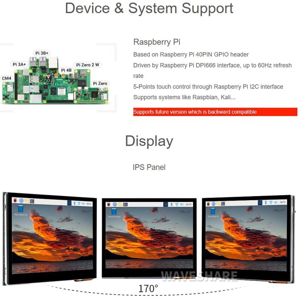 Pantalla táctil LCD 3.5" Waveshare para Raspberry Pi 640x480