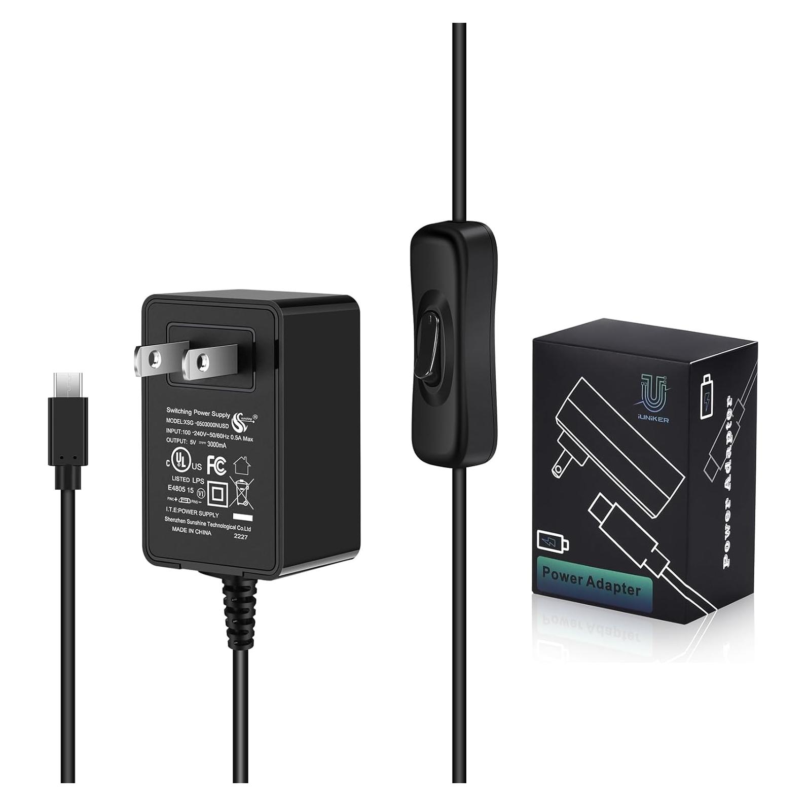 Fuente de Poder iUniker 5V 3A con Interruptor para Raspberry Pi