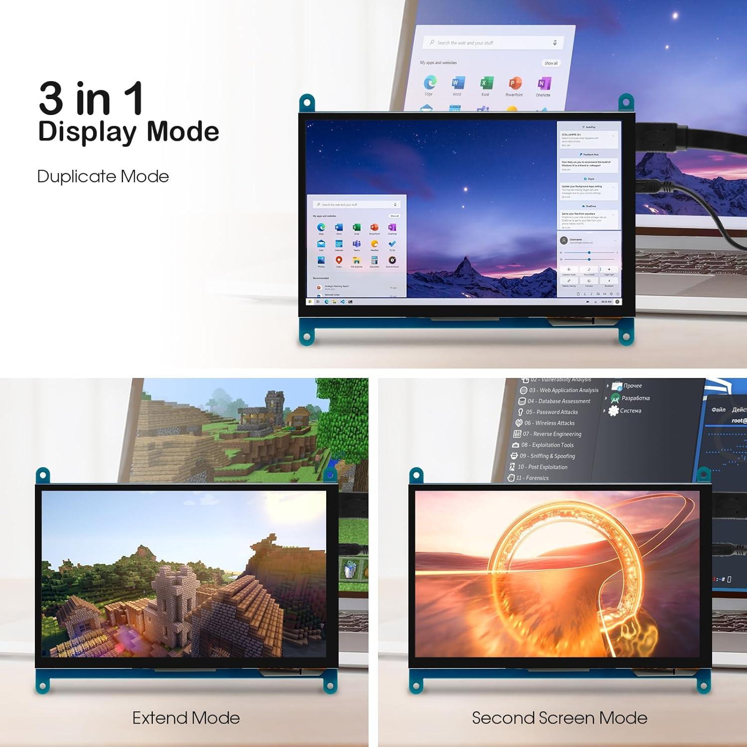 Pantalla Táctil 7" ELECROW 1024x600 IPS para Raspberry Pi