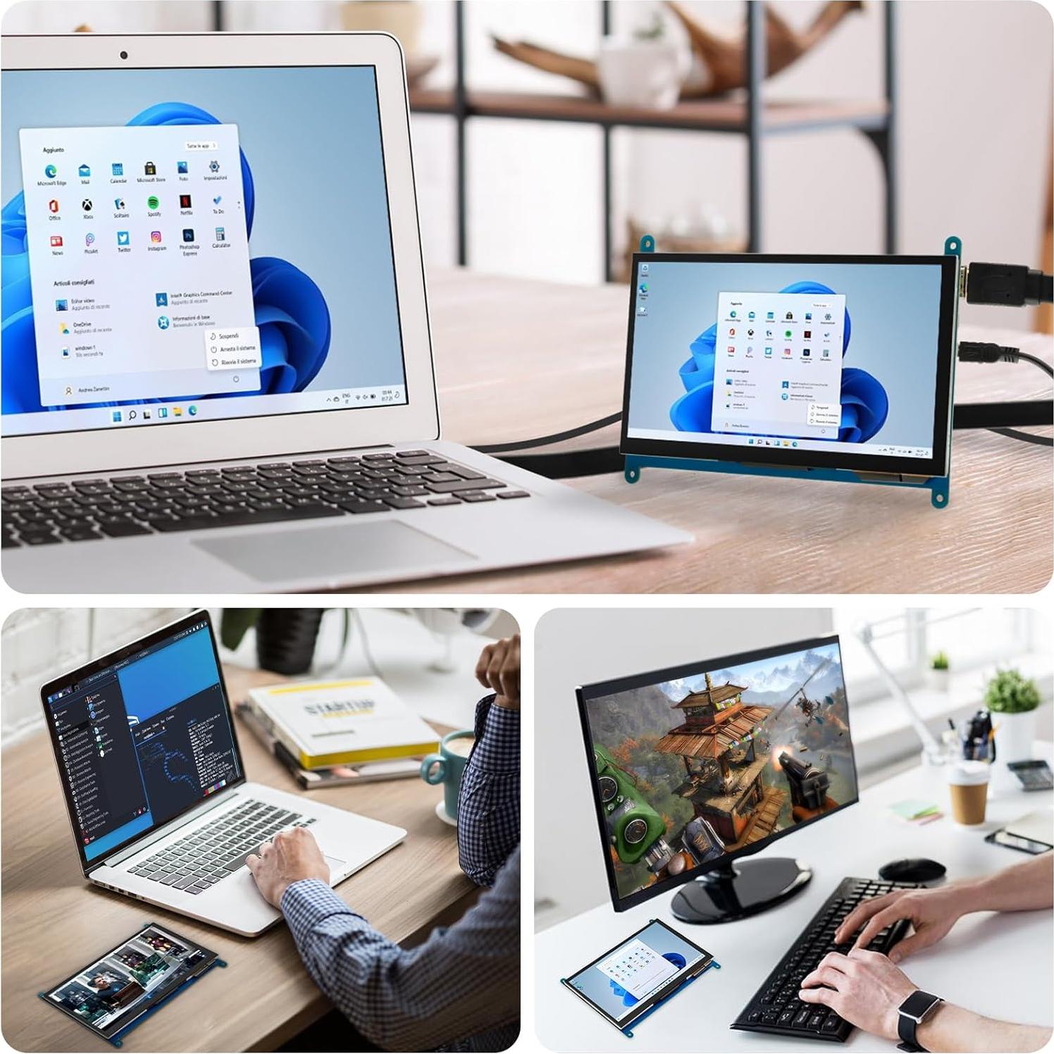 Pantalla Táctil 7" ELECROW 1024x600 IPS para Raspberry Pi