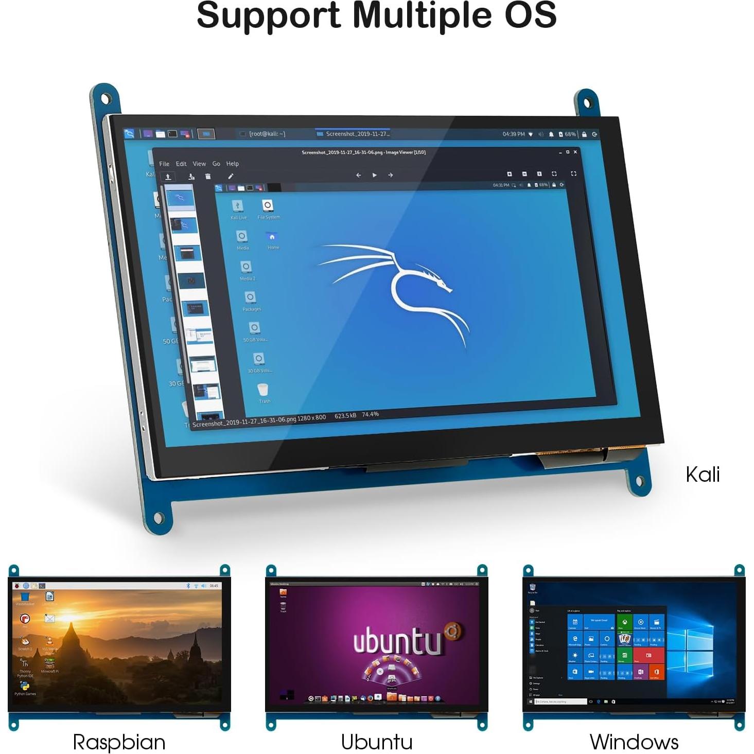 Pantalla Táctil 7" ELECROW 1024x600 IPS para Raspberry Pi