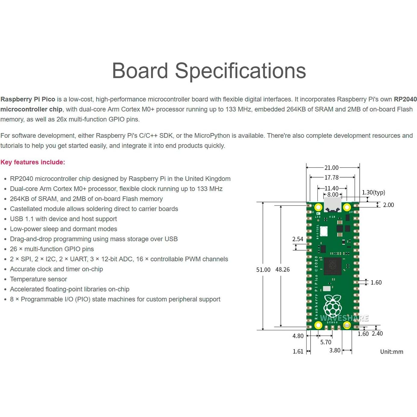 Placa Raspberry Pi Pico Bicool con conector pre-soldado