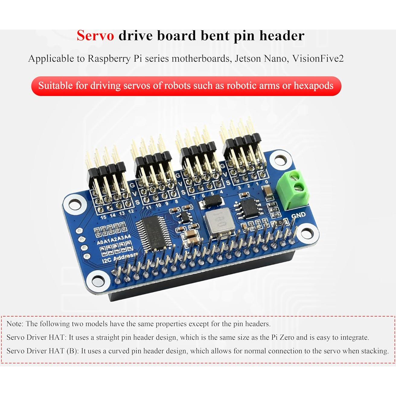 Controlador Servo HAT UeeKKoo 16 Canales I2C 12-Bit