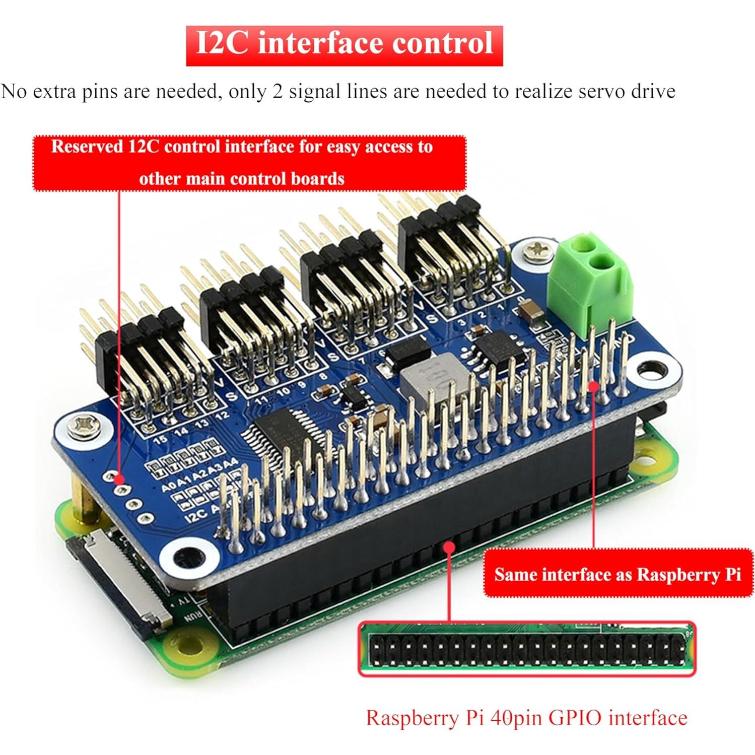 Controlador Servo HAT UeeKKoo 16 Canales I2C 12-Bit