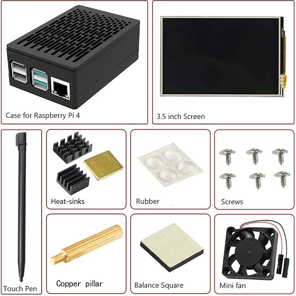 Pantalla Táctil 3.5" CUQI para Raspberry Pi 4 con Ventilador