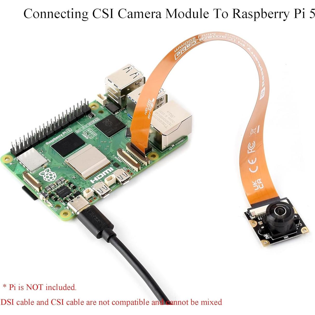 Cable Flexible CSI FPC Oficial Wonrabai 20cm 22Pin a 15Pin