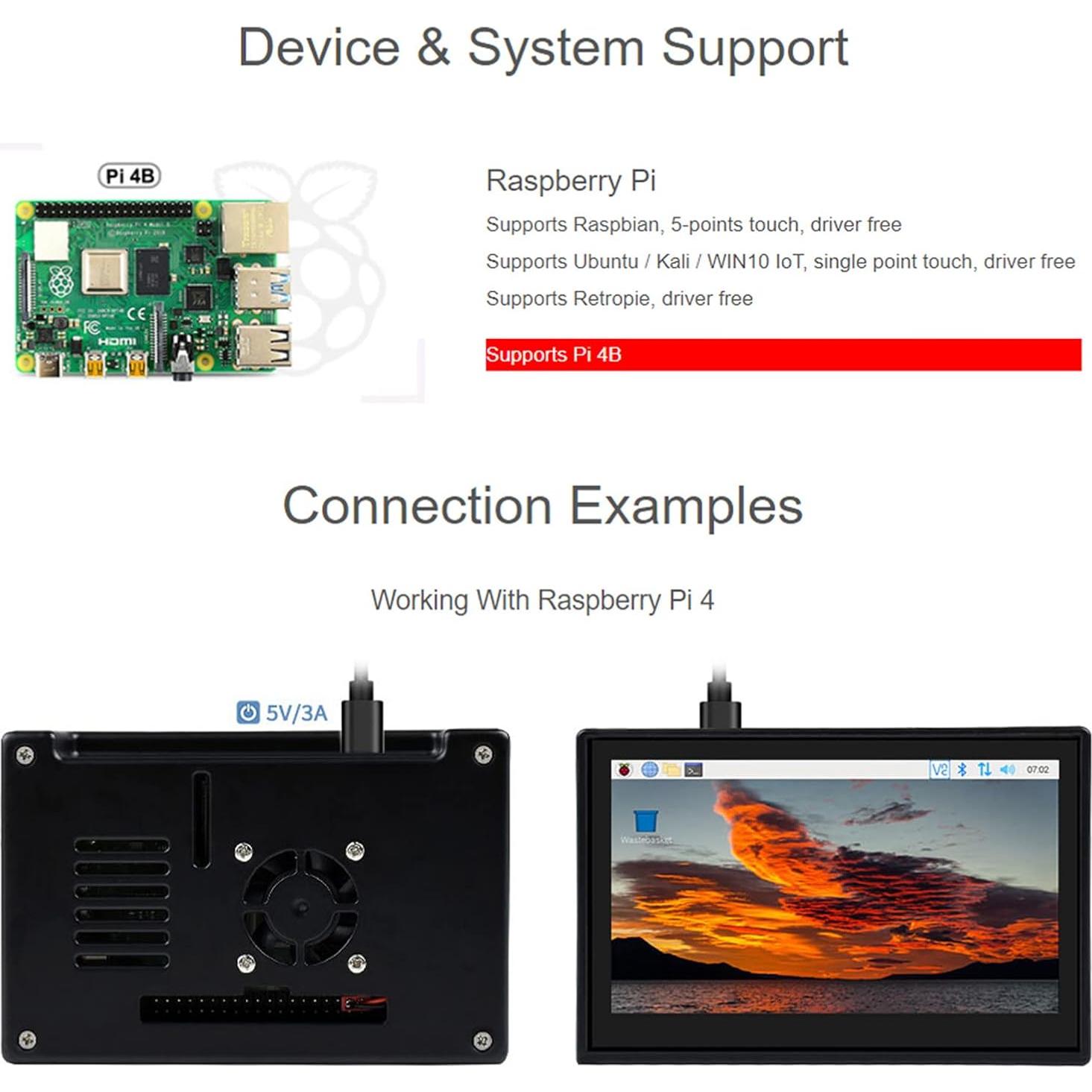 Pantalla Táctil Waveshare 4.3" DSI LCD para Raspberry Pi 4B