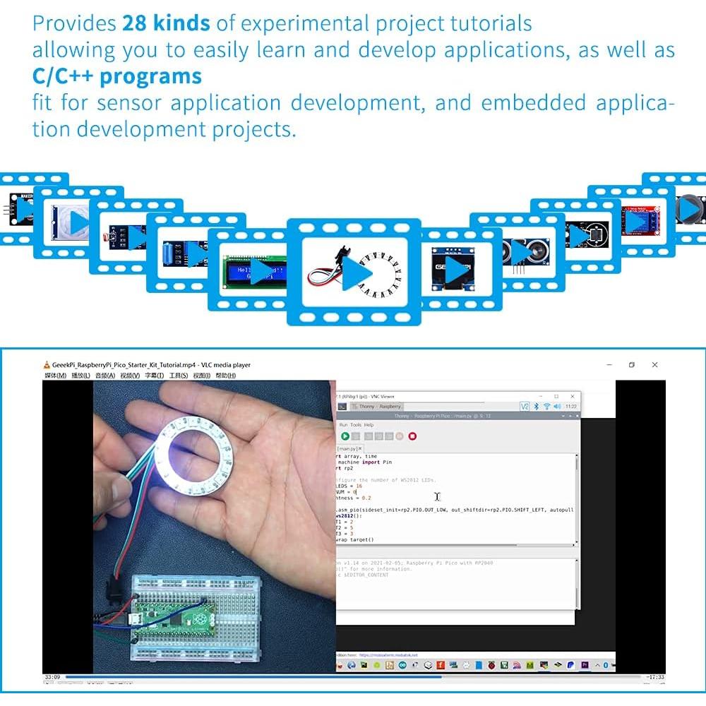 Kit de Programación Micro Python GeeekPi para Raspberry Pi Pico