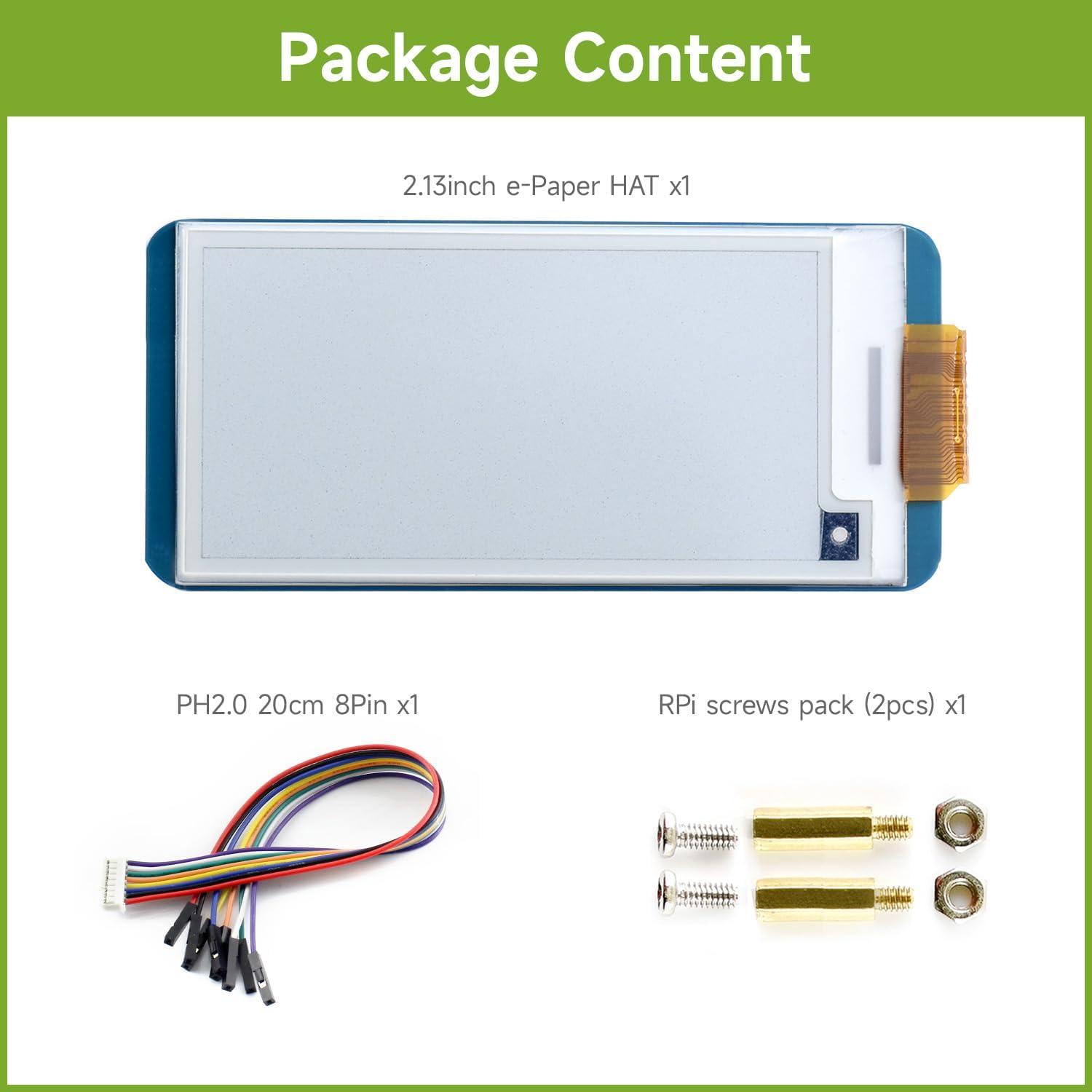 Pantalla E-Ink 2.13" Waveshare HAT para Raspberry Pi