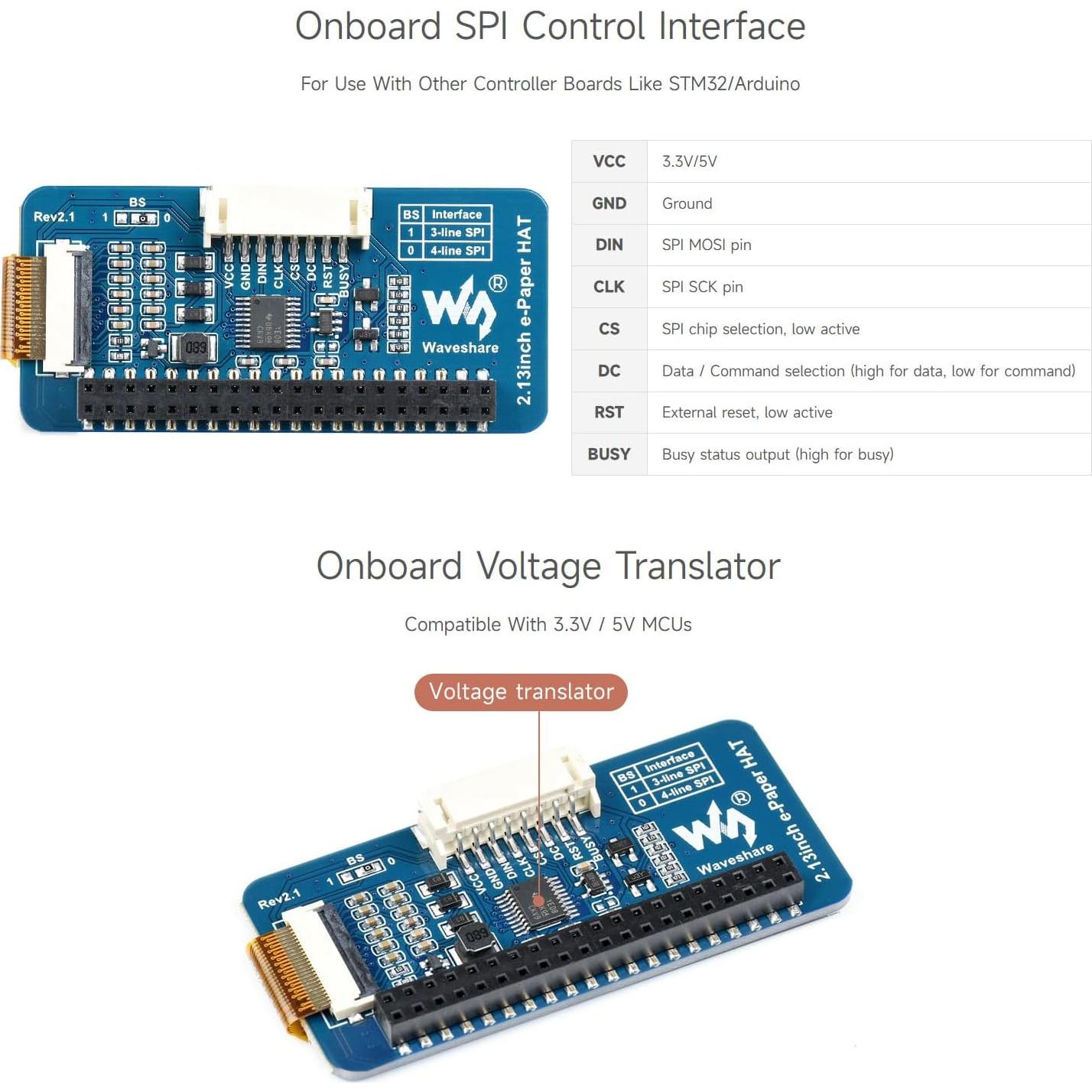 Pantalla E-Ink 2.13" Waveshare HAT para Raspberry Pi