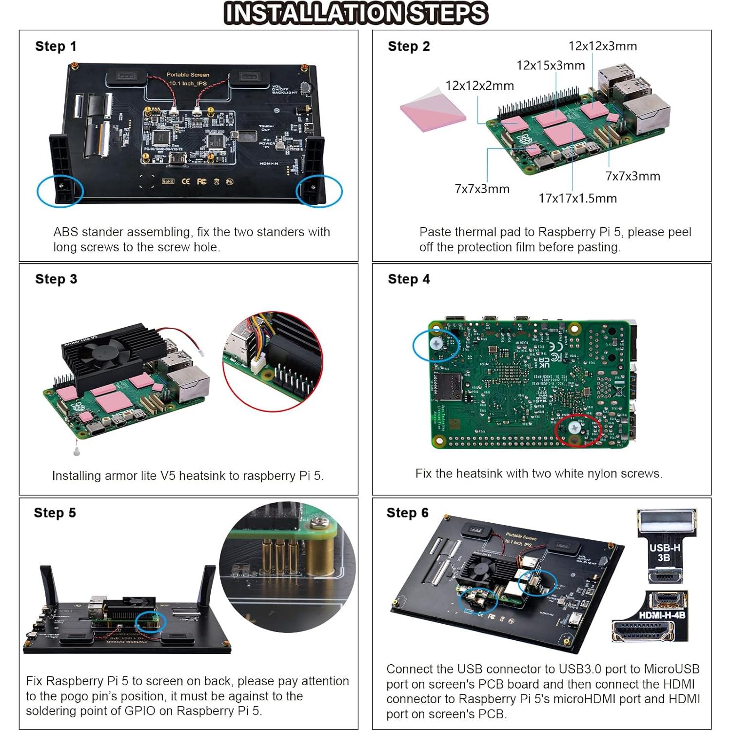 Pantalla Táctil Capacitiva 10.1" GeeekPi 1280x800 HDMI