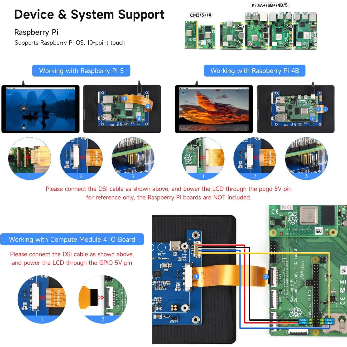 Pantalla Táctil DSI 7" Waveshare 1280x800 IPS para Raspberry Pi