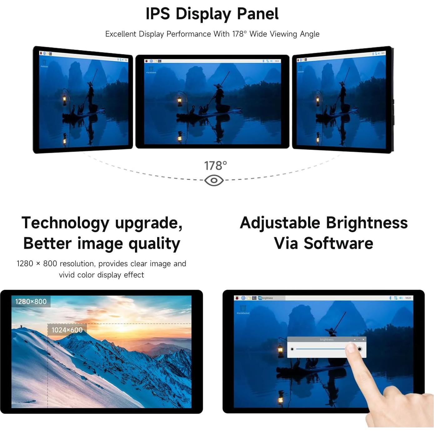 Pantalla Táctil DSI 7" Waveshare 1280x800 IPS para Raspberry Pi