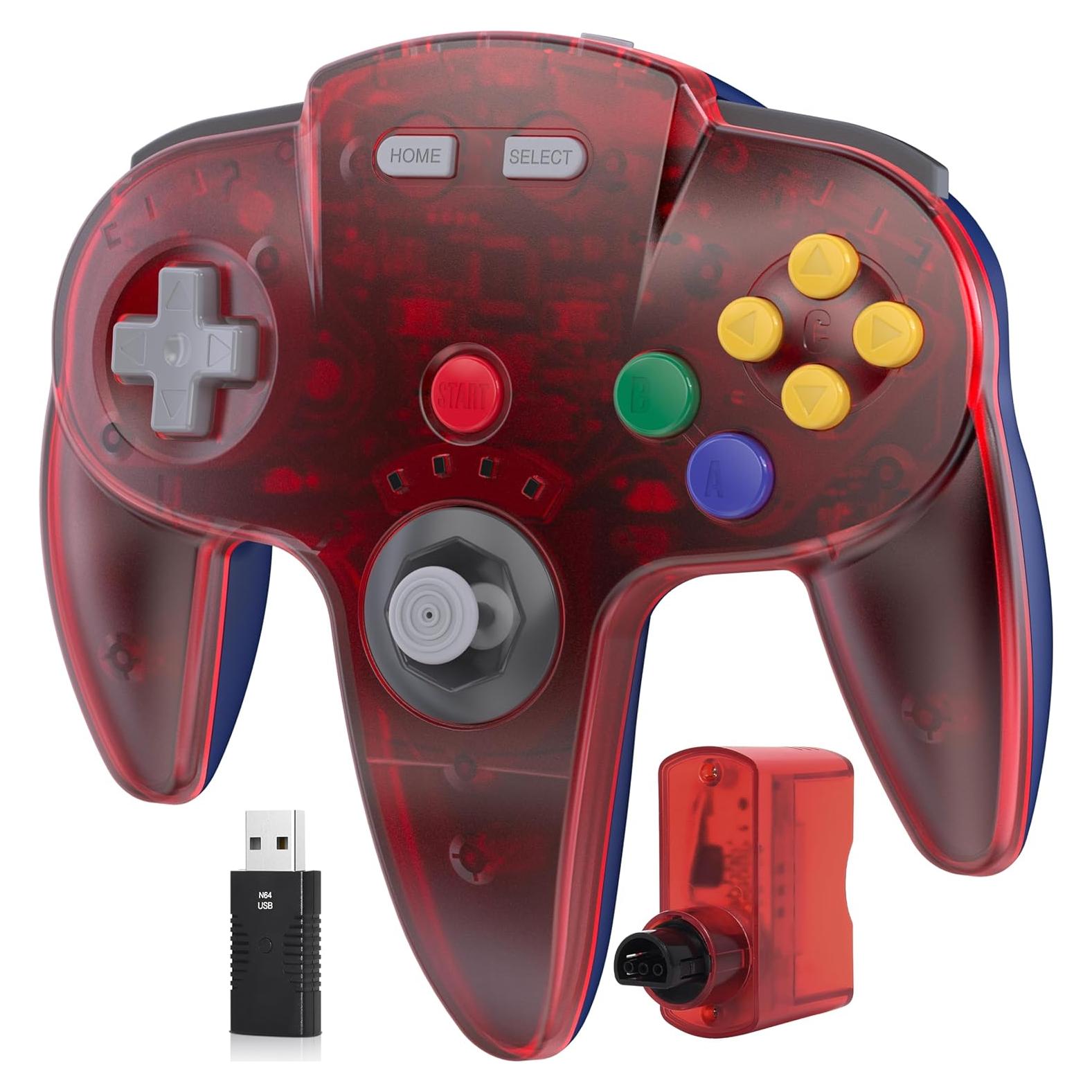 Controlador Inalámbrico N64 SAFFUN Rojo Transparente USB