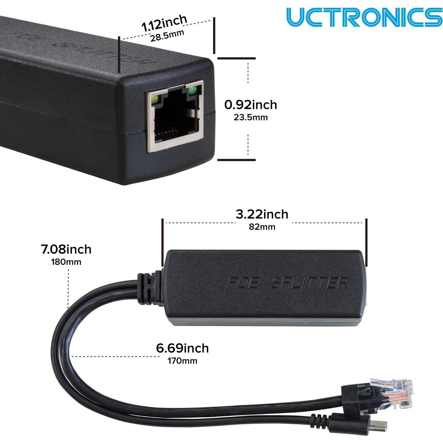Divisor PoE UCTRONICS a USB-C 5V 2.4A para Raspberry Pi 4