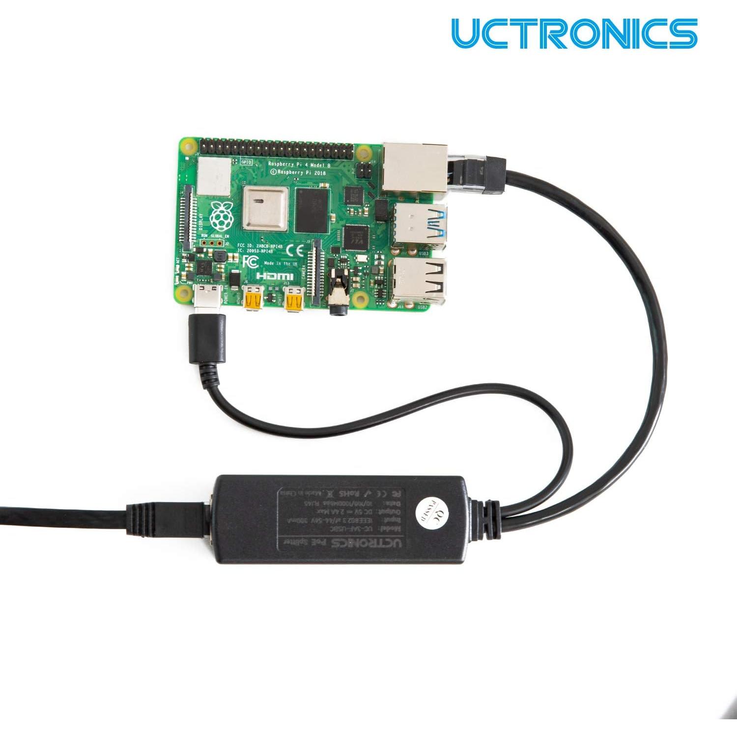 Divisor PoE UCTRONICS a USB-C 5V 2.4A para Raspberry Pi 4