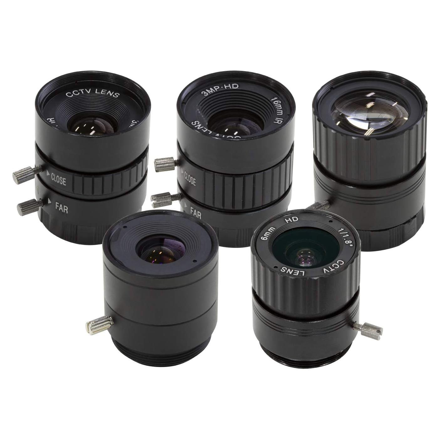 Kit de Lentes CS-Mount Arducam para Cámara Raspberry Pi HQ 5 Piezas