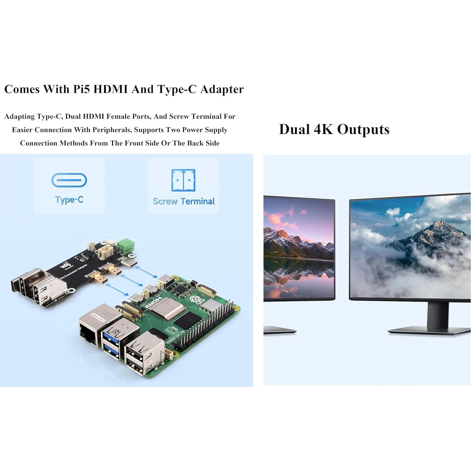 Kit Mini-Computadora Multifuncional Wonrabai Pi5 Módulo BOX-B